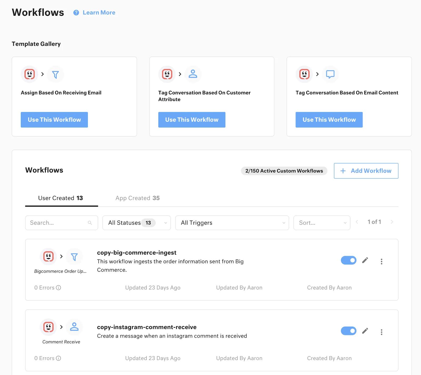 Workflow example